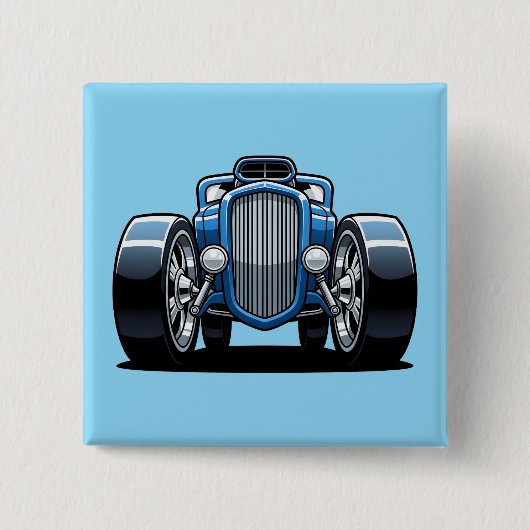 Toon Hotrod Art  Vierkante Button 5,1 Cm (Voorkant)