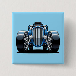 Toon Hotrod Kunst  Vierkante Button 5,1 Cm