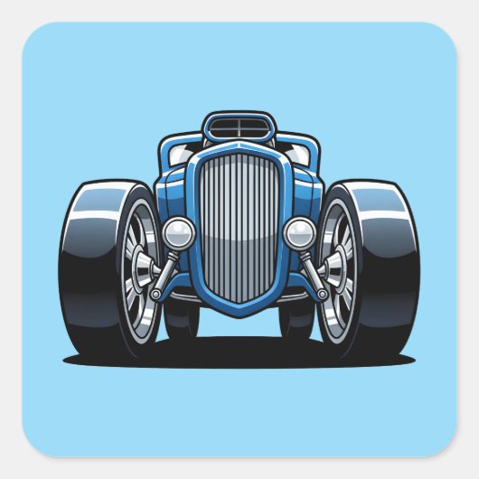 Toon Hotrod Kunst  Vierkante Sticker (Voorkant)