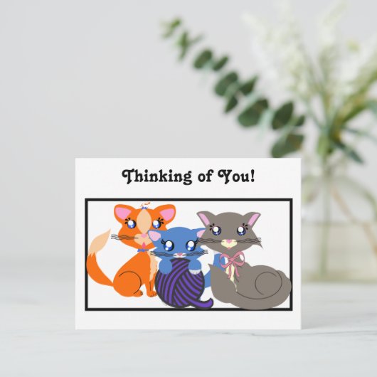 Toon Kat Siblings Base Briefkaart (Staand voorkant)