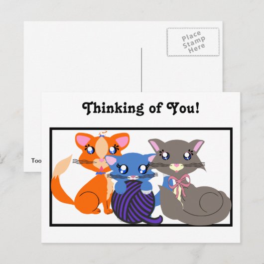 Toon Kat Siblings Base Briefkaart (Voorkant / Achterkant)