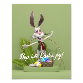 Toon Konijn Staande bij Paaseieren Foto Afdruk