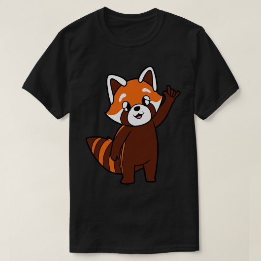 toon rode panda shows Ik hou van je ASL handgebaar T-shirt (Design voorkant)