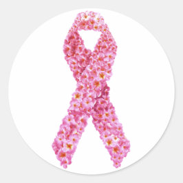 Toon Steun Borstkanker Bewustzijn Roze Lint Ronde Sticker