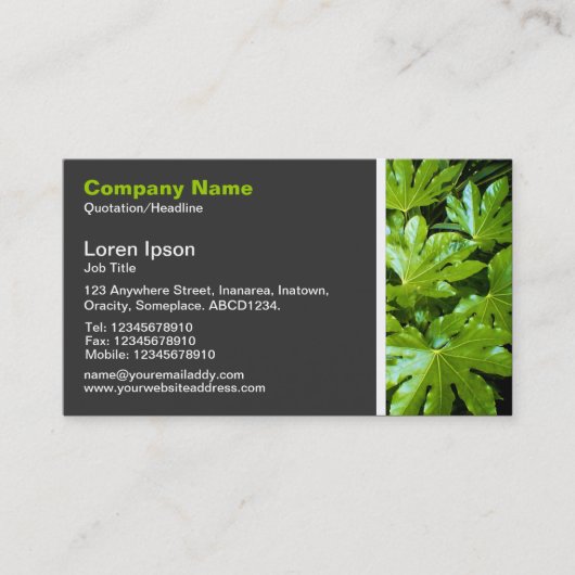 Toon van textiel - bladeren visitekaartje (Voorkant)