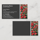 Toon van textiel - rode tulpen visitekaartje (Voorkant / Achterkant)