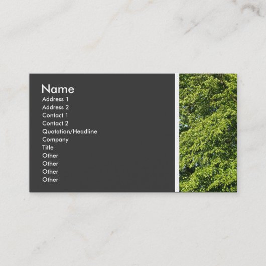 Toon van textiel (Trees II) Visitekaartje (Voorkant)