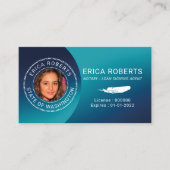 Toonaangevend agent Turquoise Foto van notarisstem Visitekaartje (Voorkant)