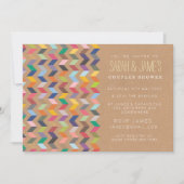Toonaangevende Chevron Couples Shower Party Invite Kaart (Voorkant)
