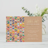 Toonaangevende Chevron Couples Shower Party Invite Kaart (Staand voorkant)