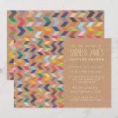 Toonaangevende Chevron Couples Shower Party Invite Kaart (Voorkant / Achterkant)