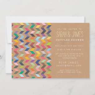 Toonaangevende Chevron Couples Shower Party Invite Kaart