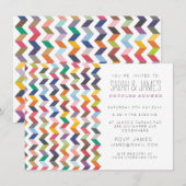 Toonaangevende Chevron Couples Shower Party Invite Kaart (Voorkant / Achterkant)
