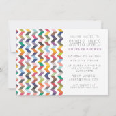 Toonaangevende Chevron Couples Shower Party Invite Kaart (Voorkant)