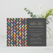 Toonaangevende Chevron Couples Shower Party Invite Kaart (Staand voorkant)