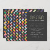 Toonaangevende Chevron Couples Shower Party Invite Kaart (Voorkant / Achterkant)