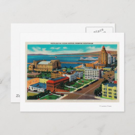 Toonaangevende Ocean Avenue met Auditorium Briefkaart (Voorkant / Achterkant)