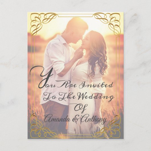 Toonaangevende uitnodiging voor bruiloft met foto' (Voorkant)