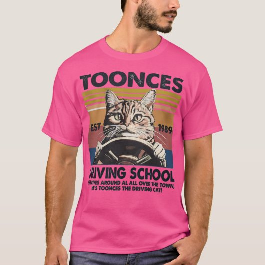 Toonces Driving School Est. 1989 - The Driving Cat T-shirt (Voorkant)