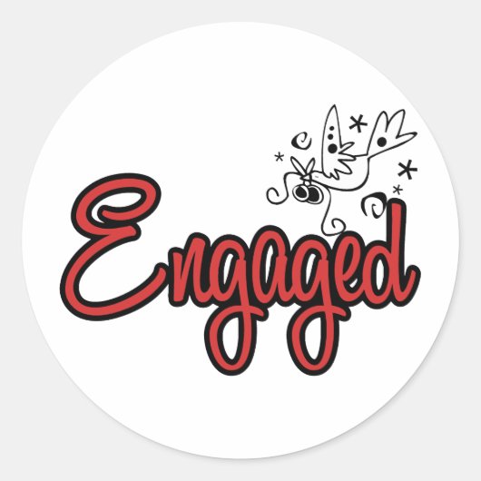 ToonDoveEngagedRed Ronde Sticker (Voorkant)