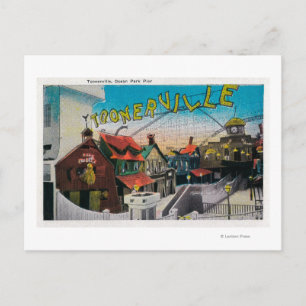 Toonerville op Ocean Park PierSanta Monica, CA Briefkaart