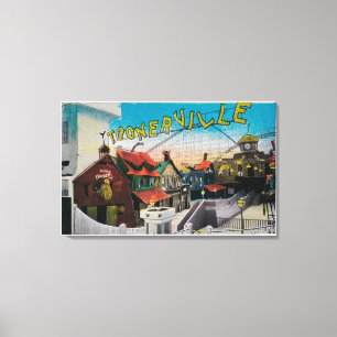 Toonerville op Ocean Park PierSanta Monica, CA Canvas Afdruk