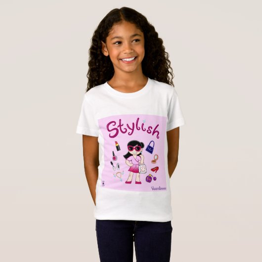 TOONVIDUALS stijlvol model meisje 2 T-shirt (Voorkant volledig)