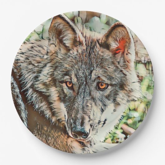 toonwolf papieren bordje (Voorkant)