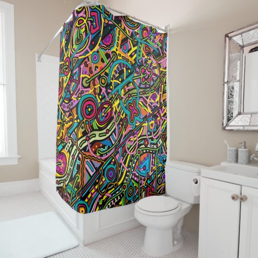 Toony Abstraction Douchegordijn (In situ)