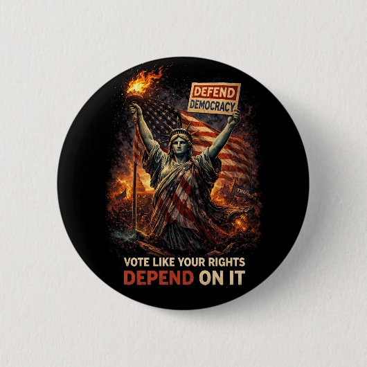 Toorts van Democratie Ronde Button 5,7 Cm (Voorkant)
