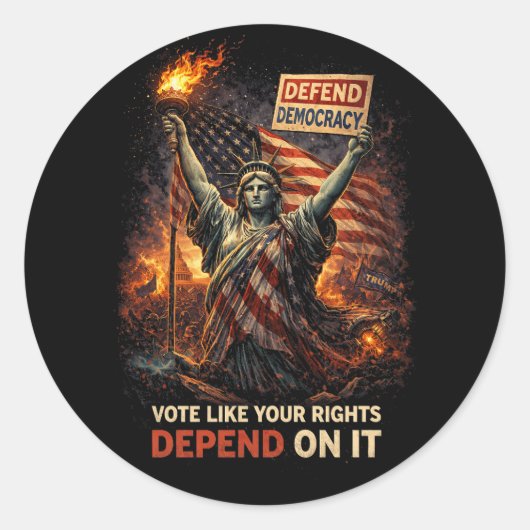 Toorts van Democratie Ronde Sticker (Voorkant)