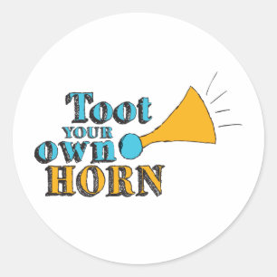 Toot je eigen Horn Inspirerend Art Horn Art Ronde Sticker