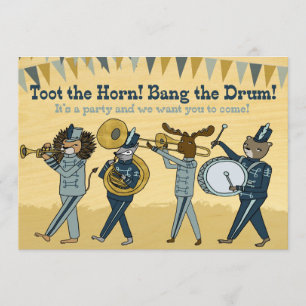 Toot the Horn - Marching Band Birthday Invite Kaart
