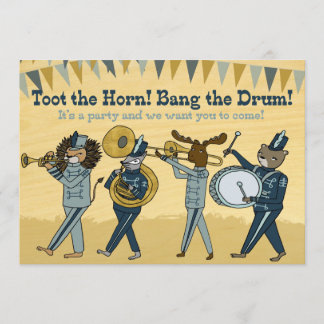 Toot the Horn - Marching Band Birthday Invite Kaart