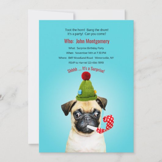 Toot the Horn Verrassingsfeestje Kaart (Voorkant)