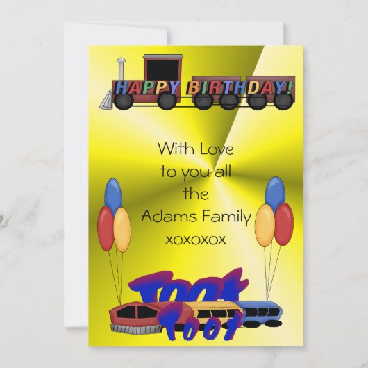 Toot Toot Birthday Kaart (Achterkant)