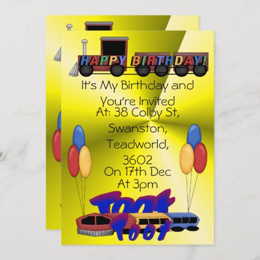 Toot Toot Birthday Kaart (Voorkant / Achterkant)