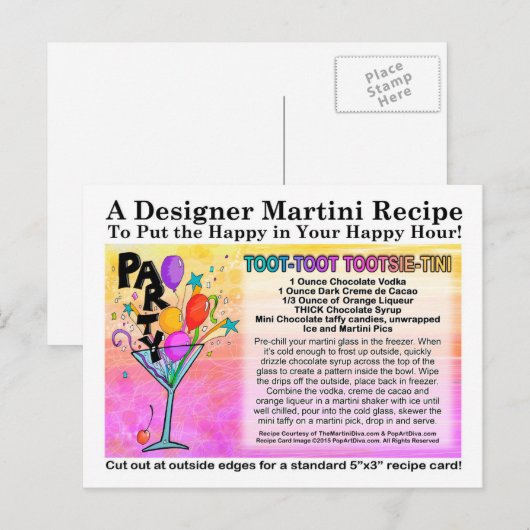 Toot-Tootsie Chocolate Cocktail Recipe Kaart (Voorkant / Achterkant)