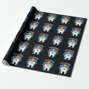 Tooth-ankamun Funny Tooth Pun Dark BG Cadeaupapier