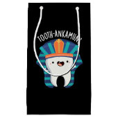 Tooth-ankamun Funny Tooth Pun Dark BG Klein Cadeauzakje (Voorkant)