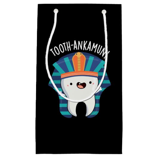 Tooth-ankamun Funny Tooth Pun Dark BG Klein Cadeauzakje (Voorkant)