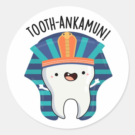 Tooth-ankamun Funny Tooth Pun Ronde Sticker (Voorkant)
