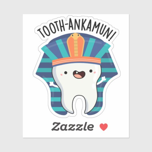 Tooth-ankamun Funny Tooth Pun Sticker (Vel)