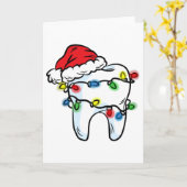 Tooth Christmas Light Santa Hat Dentist Dental Hyg Kaart (Gele Bloem)