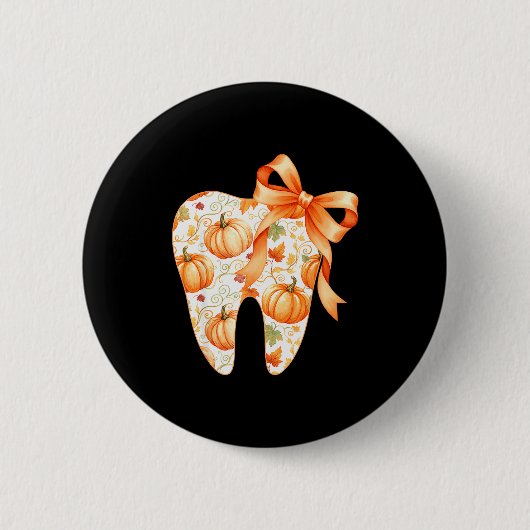 Tooth Coquette Bow Dentist Thanksgiving Dental Ist Ronde Button 5,7 Cm (Voorkant)