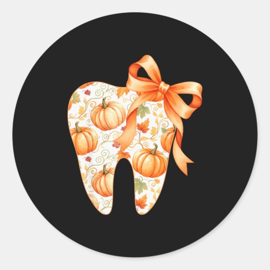 Tooth Coquette Bow Dentist Thanksgiving Dental Ist Ronde Sticker (Voorkant)