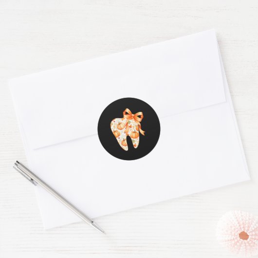 Tooth Coquette Bow Dentist Thanksgiving Dental Ist Ronde Sticker (Envelop)