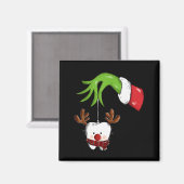 Tooth Dentist Dental Istant Teeth Christmas Rudolp Magneet (Voorkant / Achterkant)