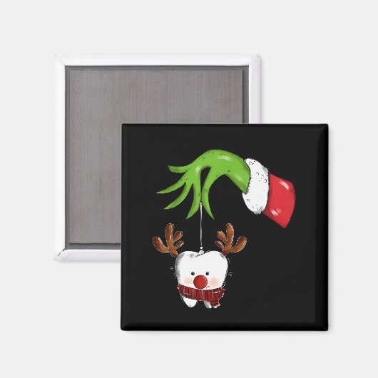 Tooth Dentist Dental Istant Teeth Christmas Rudolp Magneet (Voorkant / Achterkant)