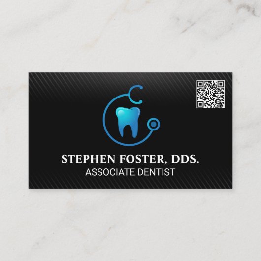 Tooth Doctor Logo | QR-code | Zwart patroon Visitekaartje (Voorkant)